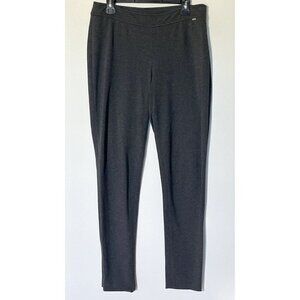St. John Gray Stretch Knit Jersey Zip Ankle Tapered Pants Trousers